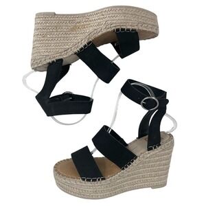 Dolce Vita Shae Espadrilles Wedge Heel Ankle Strap Sandals Black Shoes Women's 8